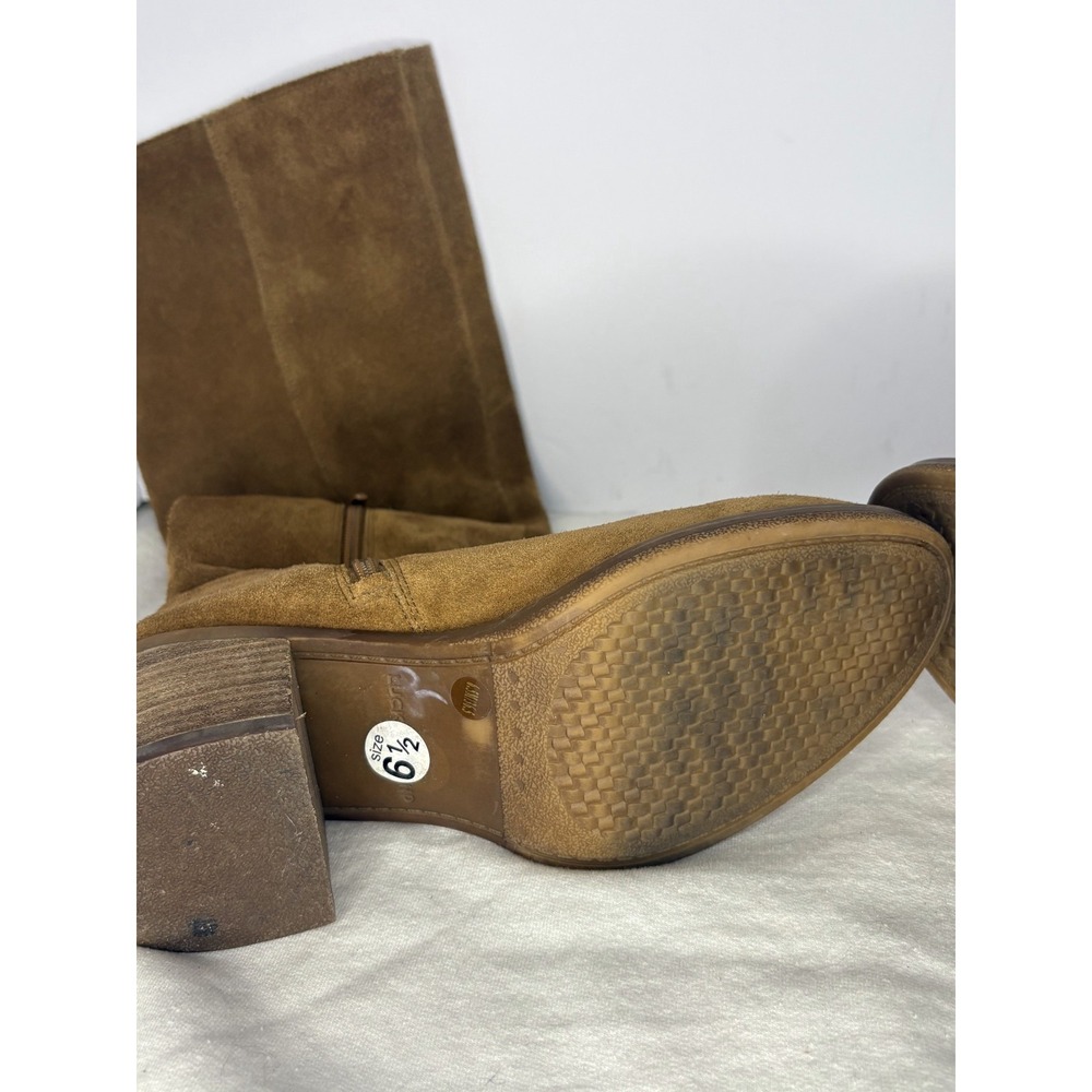 Lucky Brand Suede High Knee Boots Women's Size 6.5 Brown Block Heel Side Zip - Picture 10 of 10